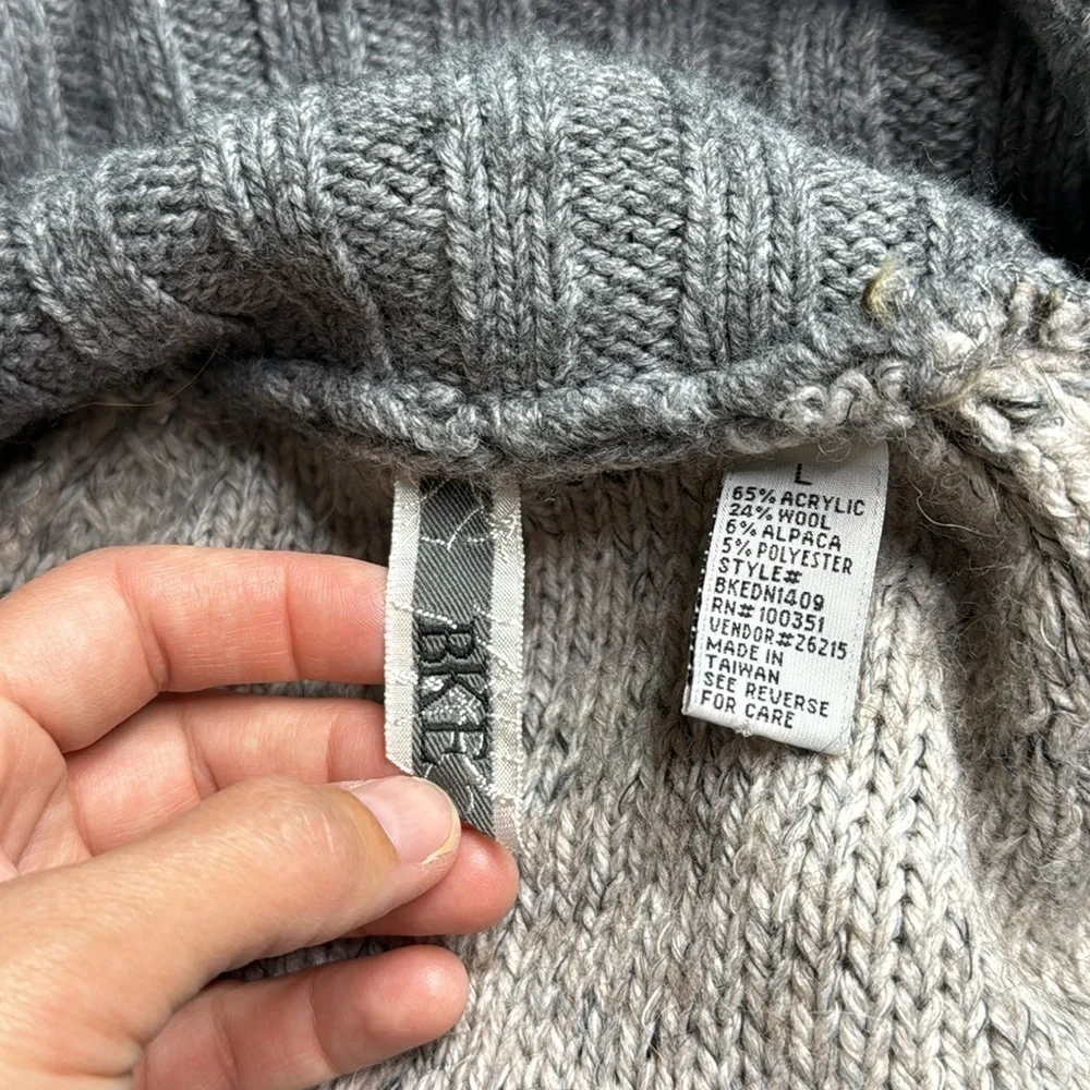 BKE Wool Blend Gray Cardigan Sweater Size Large - Picture 7 of 8